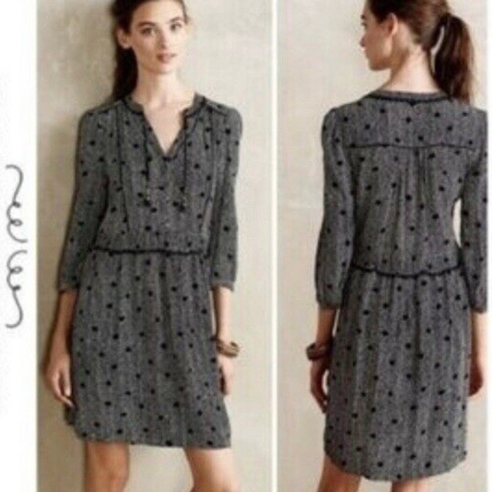 Anthropologie Maeve Blue Printed Dress Large